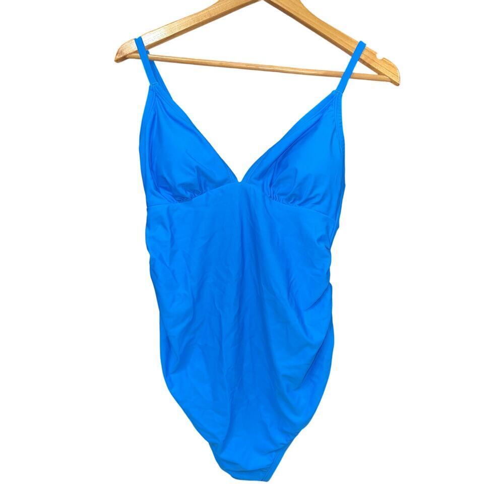 CupShe One Piece Swimsuit Blue Medium adjustable straps modest minimalist NWT
